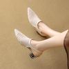 5.5Cm | Woven Pointed Pointed Hollow Bag Head Sandals Women's Middle Heel with Roman Shoes 2025 Summer New Hole