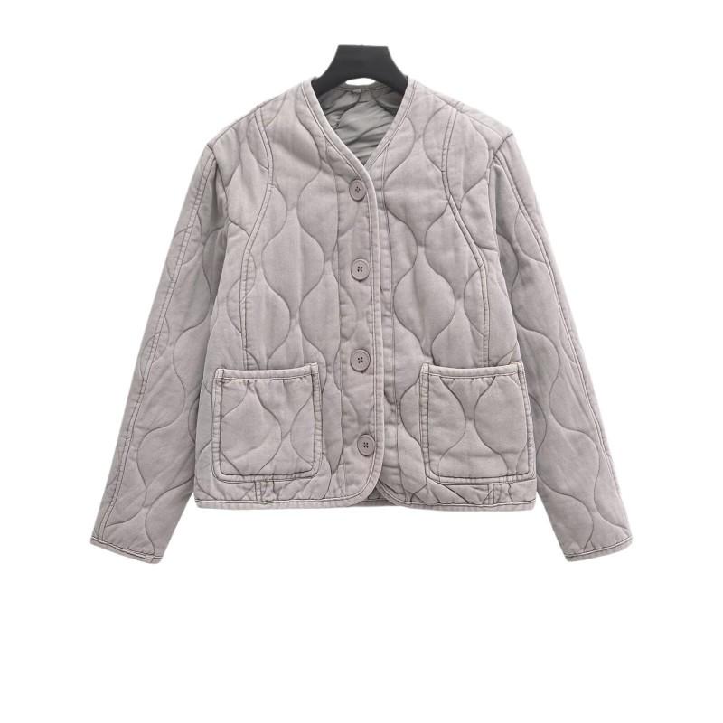 Womens Oversized V-Neck Cotton Blend Coat With Front Pockets Single-Breasted Long Sleeve Fall Winter Outerwear