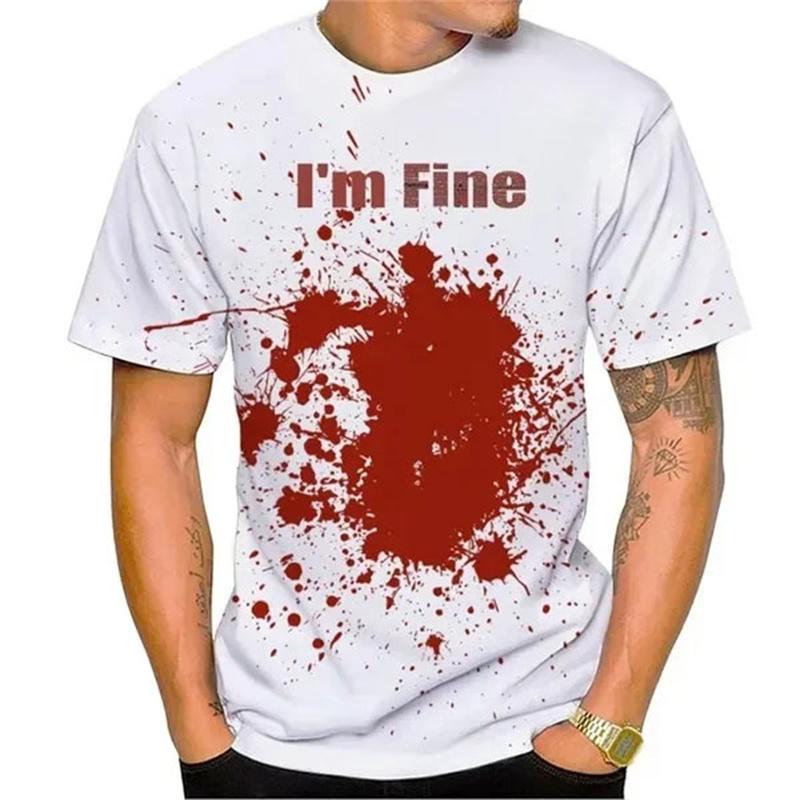 3D Printed Funny Halloween T Shirt Men Bloodstain Pattern Tees Summer Fashion Unisex Casual Horror Bloody Short Sleeve T-Shirts