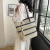 Fashion Travel Personality Woven Stripes Contrasting Colors Fringed Women's Commuter Bag Spring New Women's Shoulder Handbag