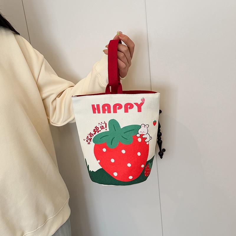 Original Cartoon Canvas Bucket Bag Full Moon Banquet Gift Cloth Bag Going Out Kindergarten Cute Little Bag