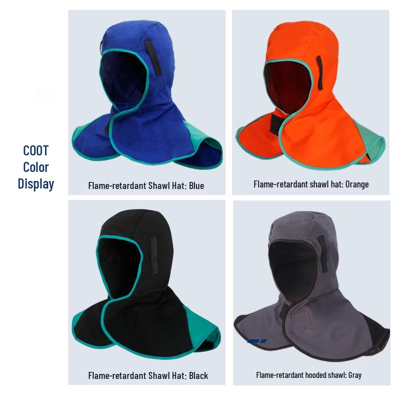 Welder s Dustproof & Windproof Heat-Resistant Protective Cape Hat Flame-Retardant Cape Hat чёрный