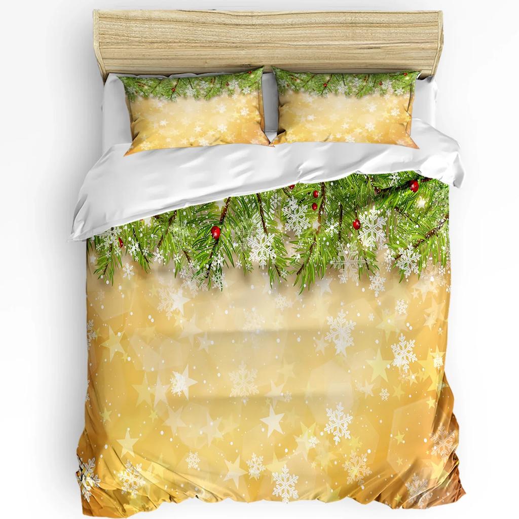 Christmas Winter Snowman Season Pine Trees Bedding Set 3pcs Duvet Cover Pillowcase Quilt Cover Double Bed Set Home Textile