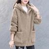 Cardigan Top cu Fermoar Larg Uni de Iarnă Versatil Casual Simplu Lână de Miel Haine de Exterior Palton Femei