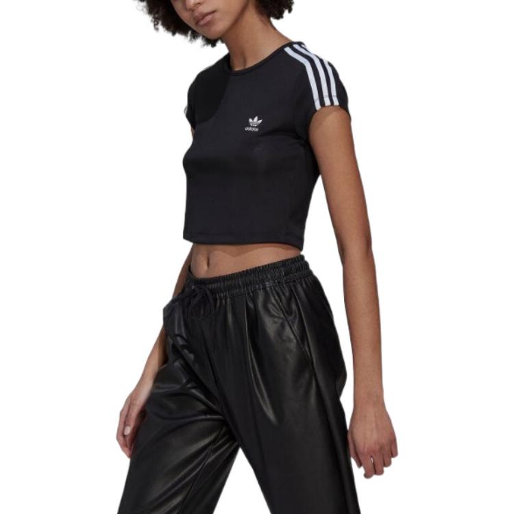 adidas Originals Crop Tops Women's Black Crew Neck Moderate HM4710