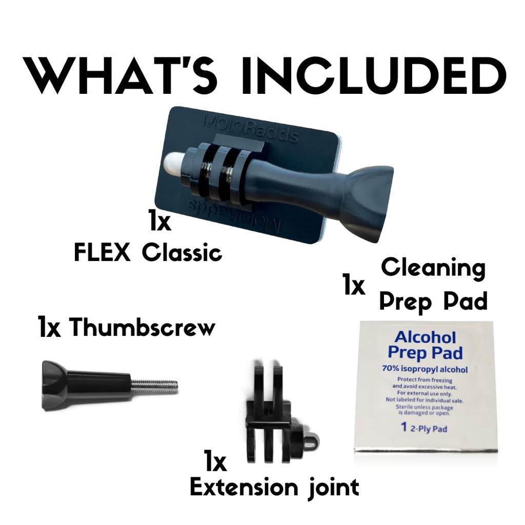 MotoRadds Flex Classic Flexible Adhesive Action Camera Mount Perfect for MX Motorcycle Cowls and Compatible with Sugru and Visors, Windshields,