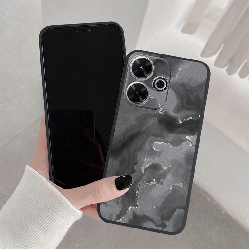 

Модный мраморный мягкий силиконовый чехол для Xiaomi Redmi Note 13 Pro 13C Samsung A35 A55 M35 M34 iPhone Huawei Honor 200 Camera Защитный противоударный чехол Honor X8b чёрный