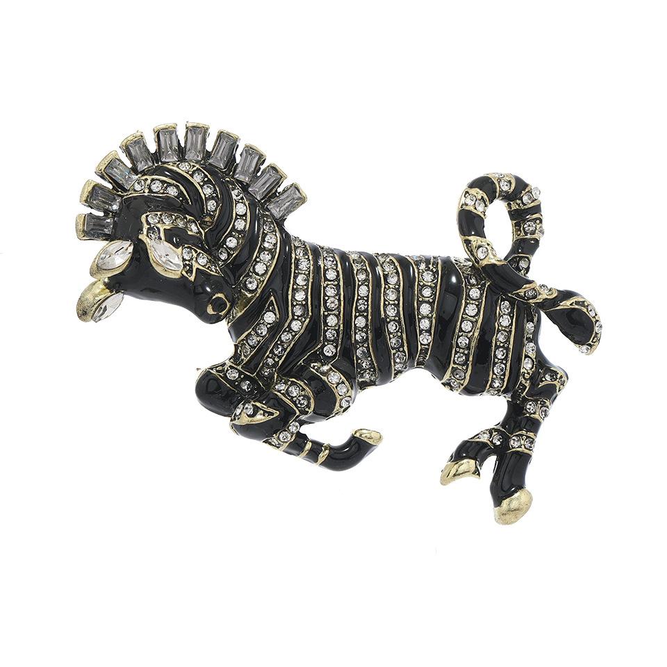 SKEDS Luxury Full Crystal Women Men Vintage Zebra Brooch Buckles Retro Lady Classic Baroque Animal Badges Pin Accessories