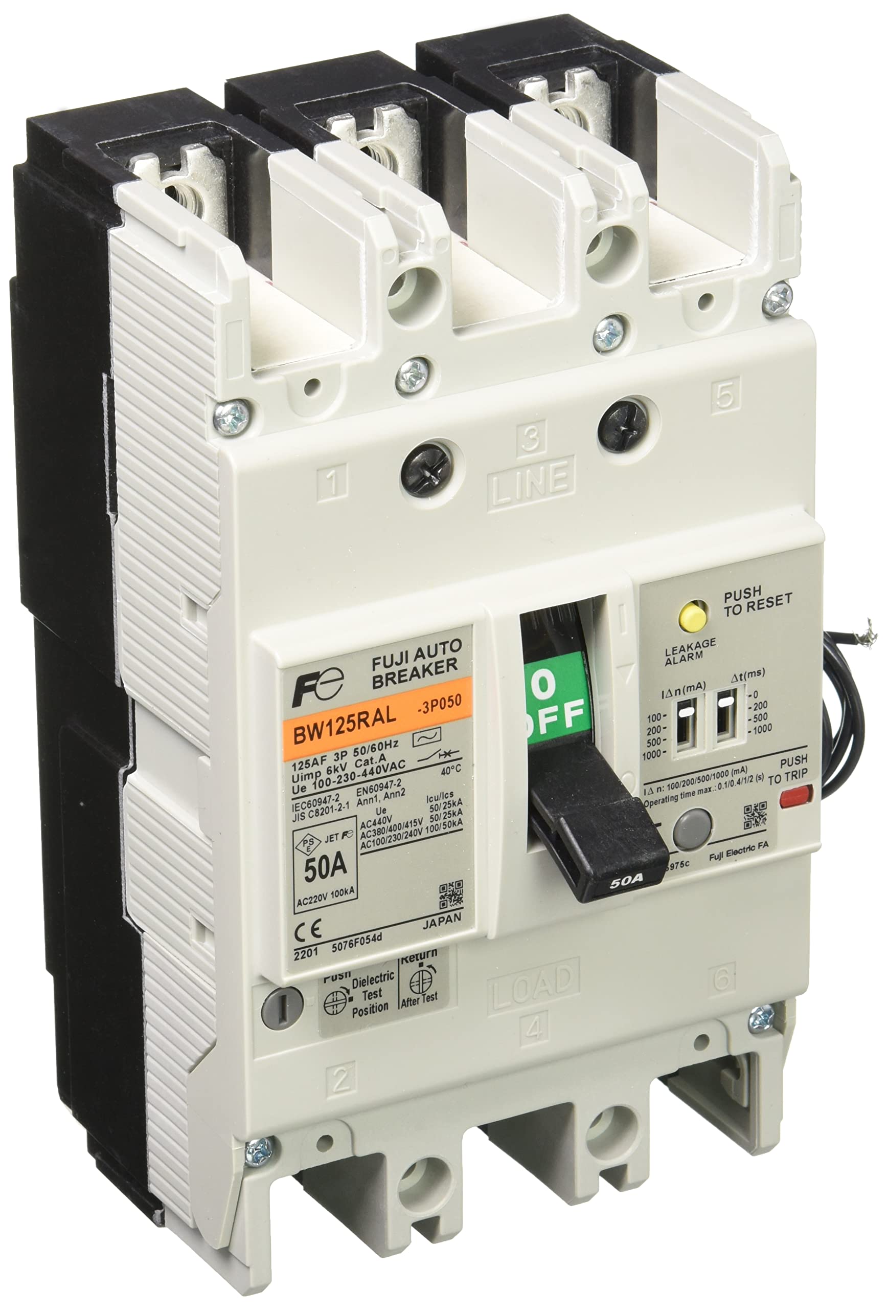 

Fuji Electric G-TWIN Breaker, BW Series, RAL (High Capacity), BW125RAL-3P050K