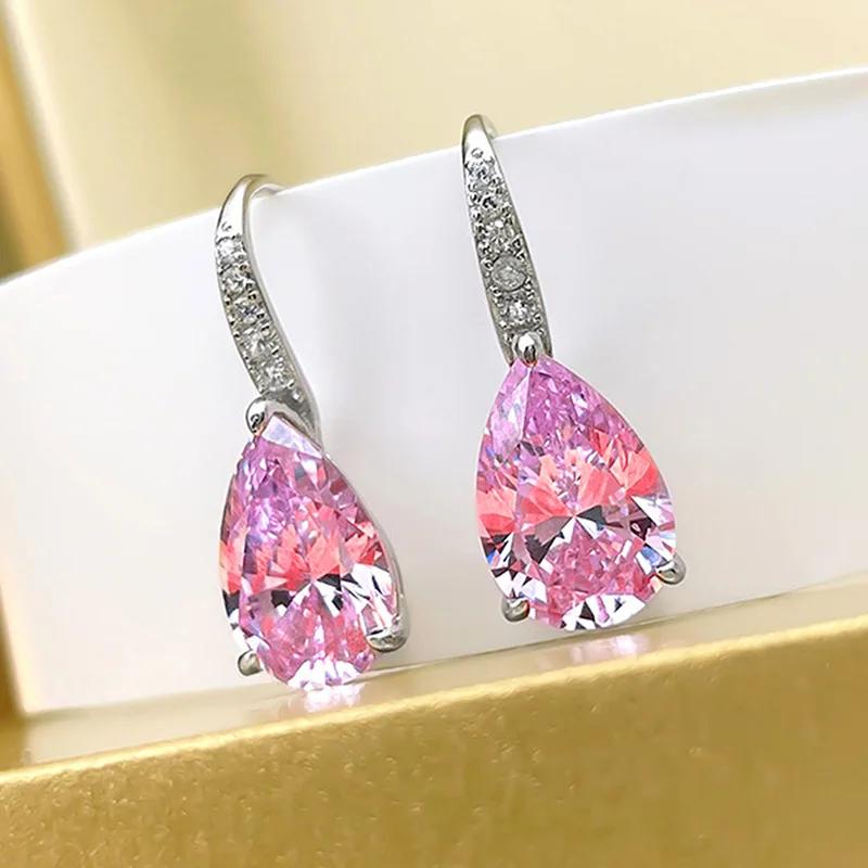 Exquisite Women'S Earrings Pink Zircon Romantic Wedding Accessories High End Anti Allergy And Beautiful Engagement Jewelry