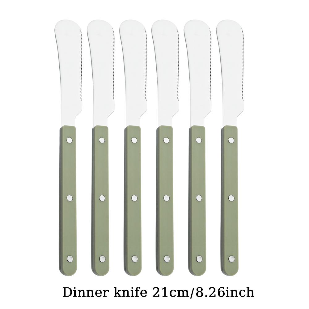 ABS Handle Rivets Decoration Cutlery Set Stainless Steels Dinner Set Green Fork Knife Spoon Western Dinnerware Kitchen Flatware