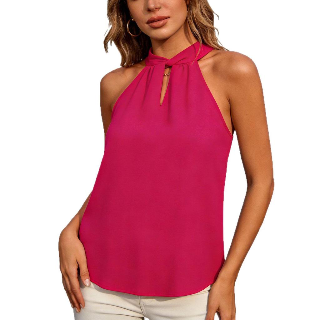 2026 European-American Women's Summer Solid Lace-up Sleeveless Tank Top