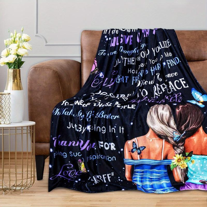 1pc Cozy Flannel Blanket for Best Friend Heartfelt Printed All-Season Comfort Ideal for Sofa Bed or Lunch Break Use Blankets