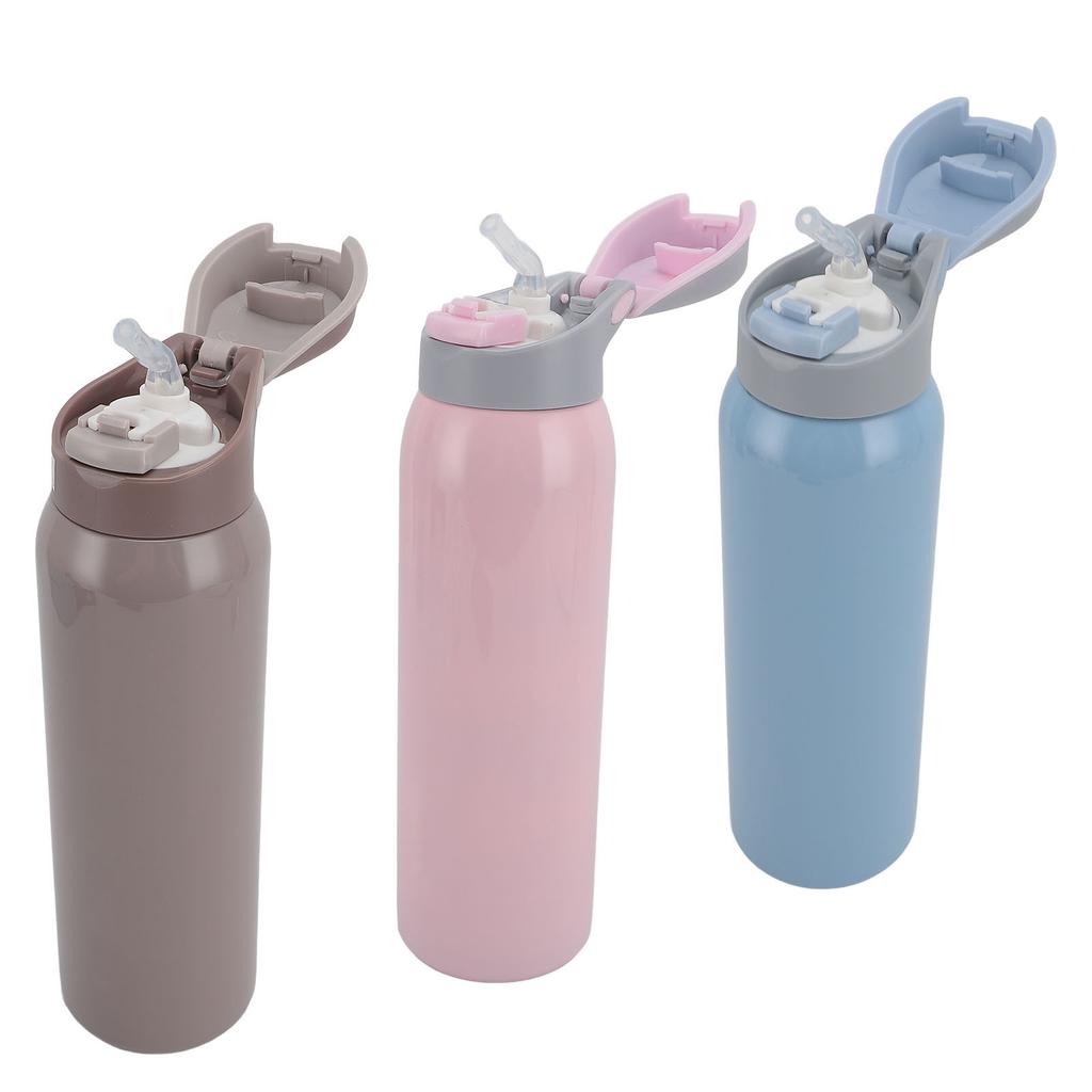 Insulated Stainless Steel Water Bottle with Gravity Ball Straw Vacuum Insulated Bottle for Elderly