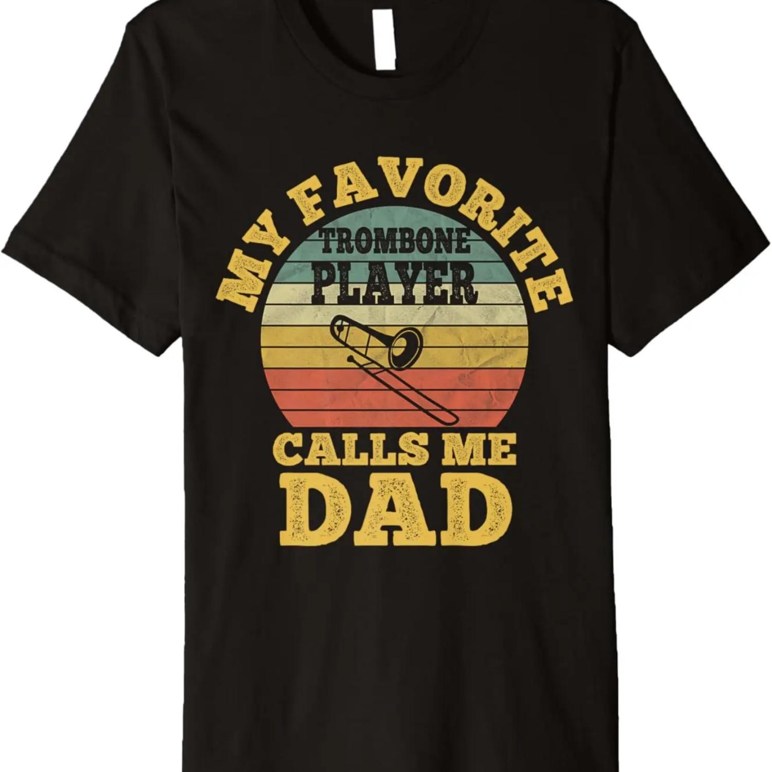 Тромбон Папа Мой Любимый Тромбонист Зовет Меня Папой Смешная Премиальная Футболка XXXXXL чёрный