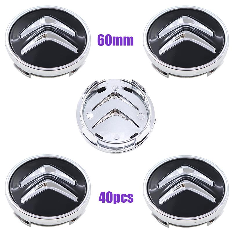 

40pcs 3D 60mm Citroen logo Car emblem Wheel Center Hub Cap auto Rim refit dust-proof badge covers sticker styling accessories 60mm wheel cap&40pcs