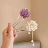 1pc Retro Chinese Style U Shaped Hair Sticks Forks Purple White Flower Designs Pearls Pendant Decor Women Hair Bun Maker Jewelry