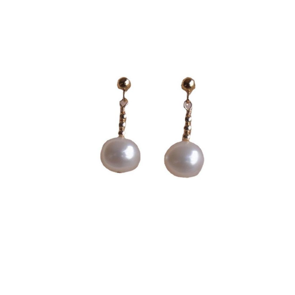 Simple and Beautiful Style Natural Freshwater Pearl Stud Earrings, Earclips, Small Earrings, Super Fairy Temperament Women's 925 Silver Needles