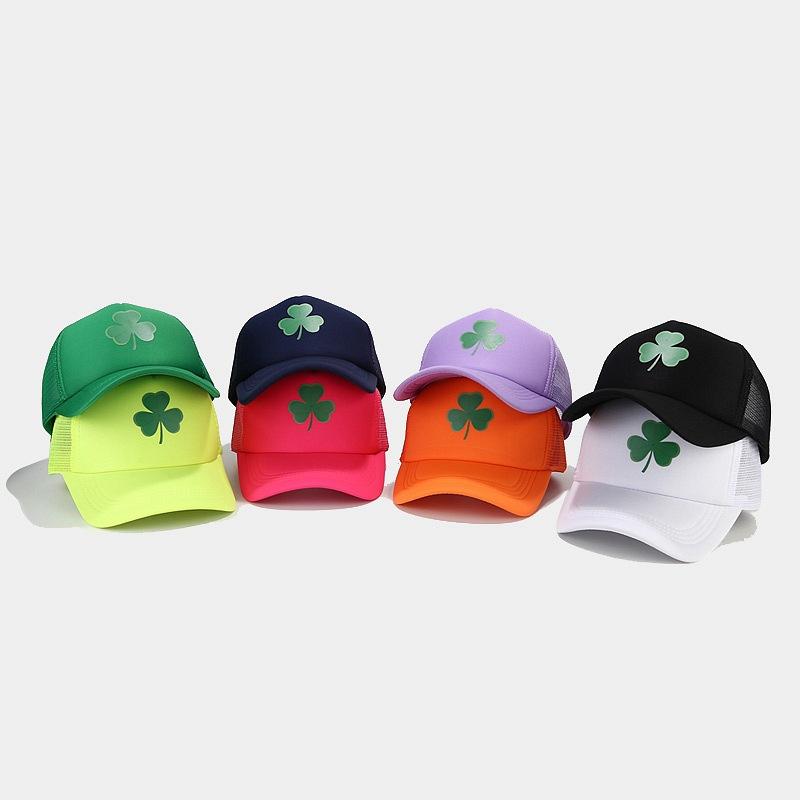 New Fashion Clover Pattern Truck Driver Hat Men's Summer Outdoor Sun Hats Women Breathable Sunscreen Mesh Baseball Cap Tide