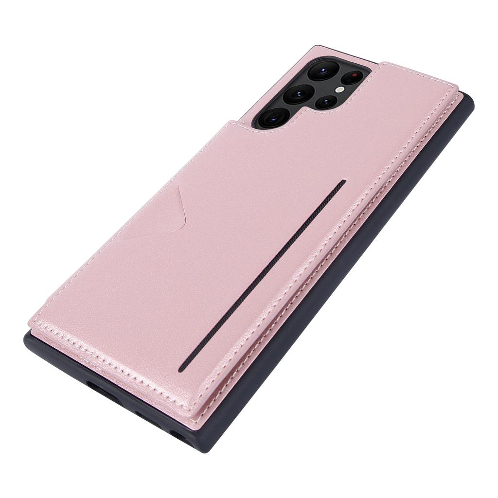HANMAN Mika Series For Samsung Galaxy S23 Ultra Magnetic Card Slots Design PU Leather Coated TPU Protective Case Phone Back Cover