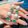 Natural Beads Are Comparable To Pearls, Natural Ice Transparent Green Chalcedony Agate Full Diamond Open Ring, Femininity Fashion Jewelry