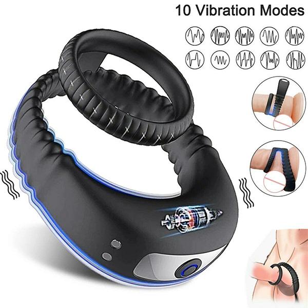 Silicone Male Cock Ring Penis Vibrator Couple Sex Toys Rechargeable For Men