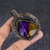 Bi-Color Tourmaline Gemstone Copper Wire Wrap Jewelry Pendant 2.76" V1I62