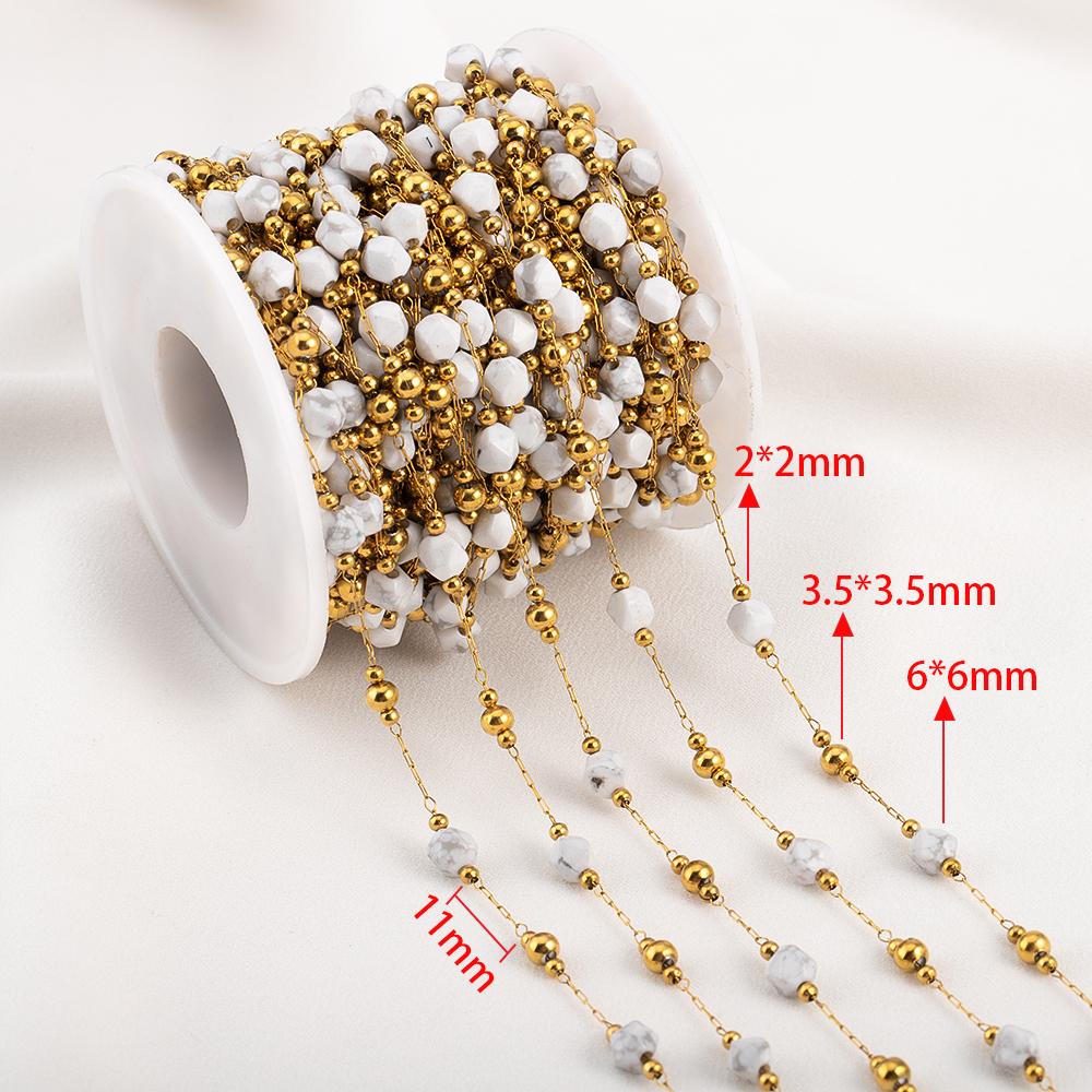 1meter Irregular Romantic Pink Stone Beaded Chain Stainless Steel Necklaces Chains Boho Anklet Bracelets for DIY Jewelry Making