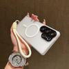 Translucent Magnetic Frosted Hand Strap Case for Samsung Galaxy S2 S26 Ultra S23 Plus S24 FE A36 A6 A16 A17 With Lanyard Cover