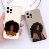 Afro Black Girl Cute Cartoon Phone Case For iPhone 17,16,15,14,13,12,11 Pro,Max,Plus,X,XS,XR,SE4,E Mini Transparent Soft Cover