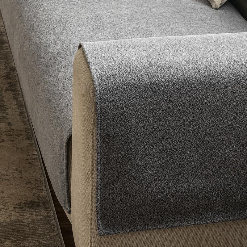 Light Luxury High-Grade Sofa Seat Cushion Four Seasons Universal Towel Cotton Fabrics Linen Cover Solid Color Full Covered Cover Summer Non-Slip