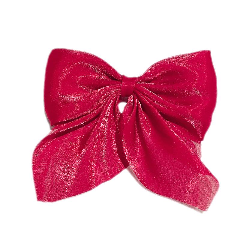 Celebrity Pearl Satin Bow Hair Clip - Black/Red Duckbill Headwear