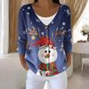 Women's Fashion Long Sleeve Christmas Snowman Snowflake Print Jacket Cardigan
