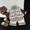 Children'S Cotton Vest, New Winter Trendy Cool Little Boys' Quilted Thickened Plaid Vest, Baby Outerwear With Vest Shoulders