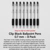 Daiso Clip Black Ballpoint Pen (0.7mm, 8-Pack)