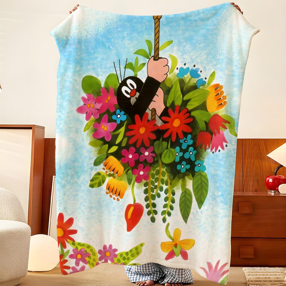 Cartoon T-The L-Little M-Mole Throw Flannel Throw Blanket, Lightweight Cozy, Durable Washable Cute Cool