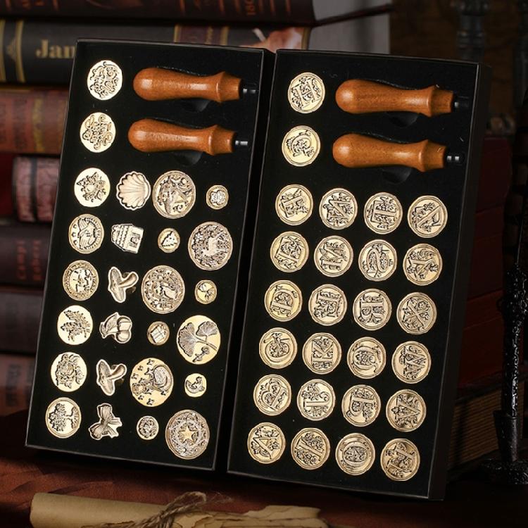Initial Brass Wax Seal Stamp Kits Handwritten 26 Letters Sealing Stamps Tool