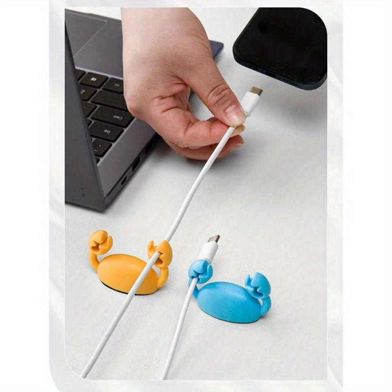 Cute Crab Cable Organizer Clip Data Cable Stand Mobile Phone Charging Cable Organizers Fixer Desk Self-Adhesive Wire Tidy Holder