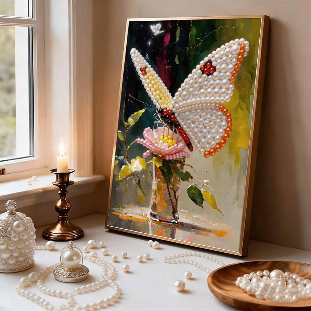 Pearl DIY The Fluttering Butterfly Art Kits 15.7x19.6inch Gem Art Pearl Painting Kits Without Frame for Adults Gift Idea Home Wall Decor