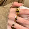 Maillard Tiger's Eye Stone Gold Ring Women's Autumn and Winter Adjustable Index Finger Ring Light Luxury Stacked Ring