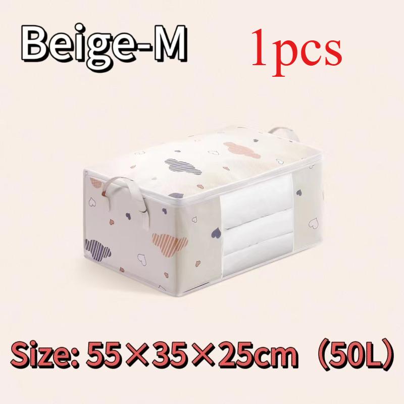 Large Capacity Non-Woven Fabric Moving Storage Bag with Handles Cloud Cotton Quilt Organizer Horizontal Style for Home Use