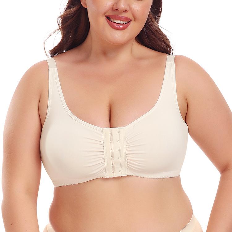 

Front-fastening backless sports bra in plus size, underwire-free and adjustable, designed to minimise side bulge and provide shaping support. 6XL белый