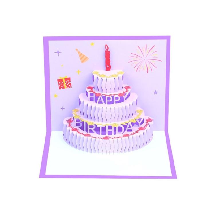 Artistic Popup Birthday Card 3D Cake Greeting Card Stylish Party Invitation Card for Birthdays and Festives Gatherings