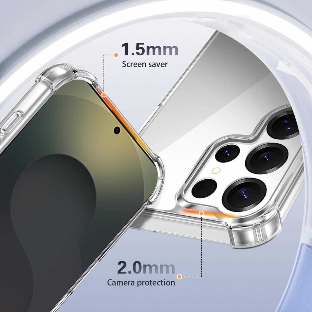 Luxury High Transparent Anti-Shock Case for Samsung Galaxy S25 S24 S23 S22 S21 Ultra Plus S25Edge S24FE S23FE S21FE Bumper Cover