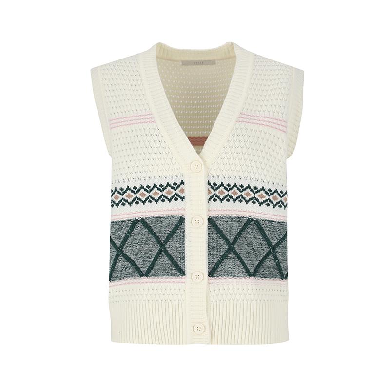 VISITINNEWYORK Jacquard Point Knit Vest (Va1Vk10)