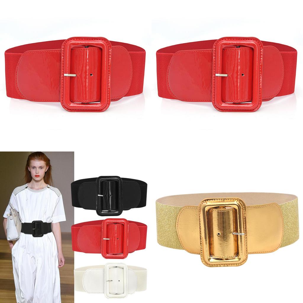 Stylish Red Elastic Waist Belt For Puffer Jackets And Coats With Chic Wide Design