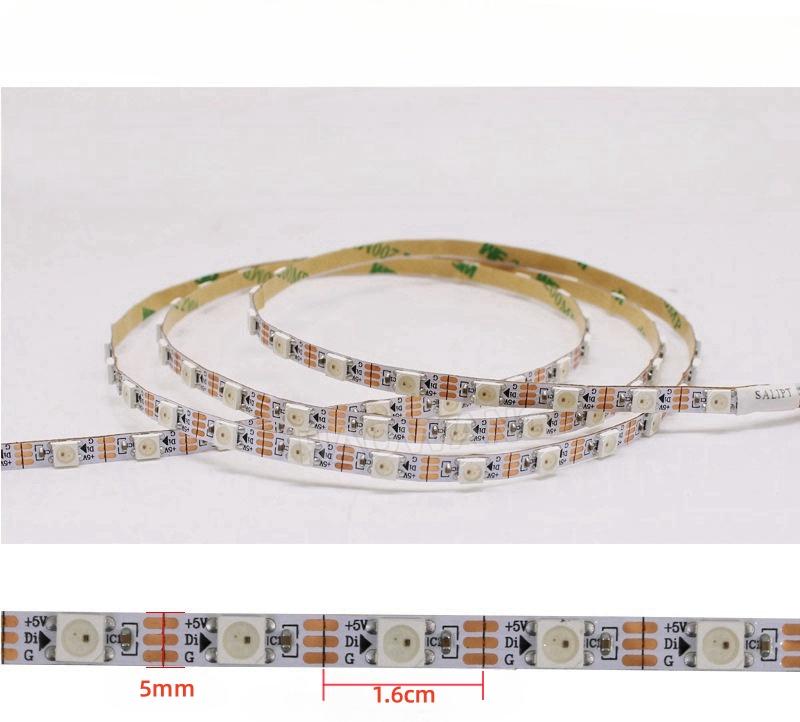 DC5V WS2812B RGB LED Streifenlicht 60 LEDs/m 5mm Breite PCB WS2812 LED Lichter 5050 Individuell Adressierbar RGB Traumfarben Lampenleiste