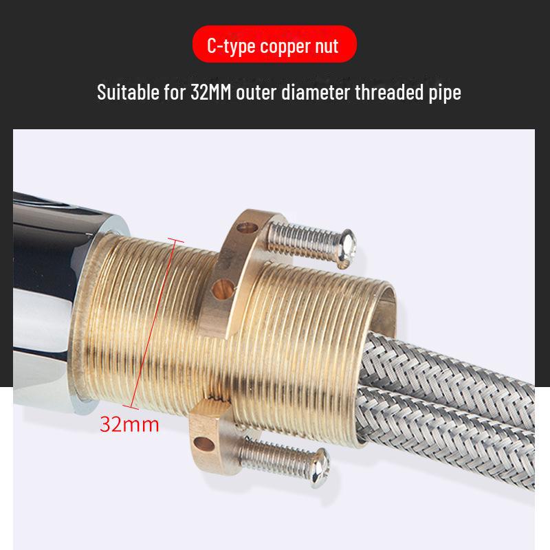 Zestaw mocujący kran do umywalki zapobiegający poluzowaniu z miedzianym złączem z ciepłą/zimną wodą