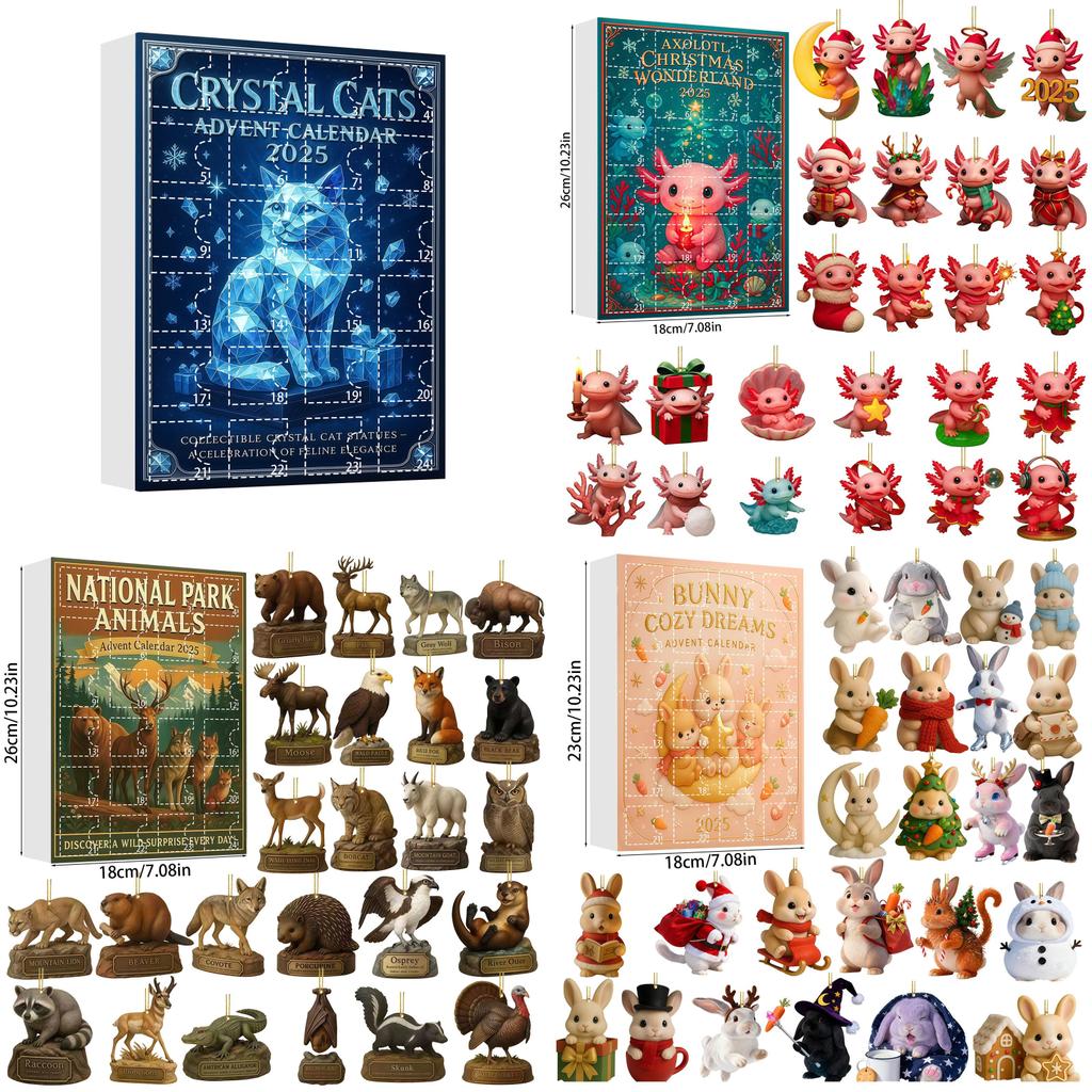 Tierische Weihnachts-Serie Acryl-Wandhänger mit 24 Teilen für Feiertags-Party und Feier