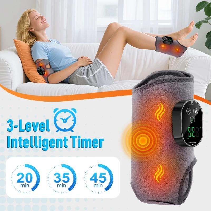 2026 New Heating Ankle Foot Massage Pad Heated Vibrate Rechargeable Ankle Massager 3 Speed Level Adjustable Strap Fit for Left/Right Foot